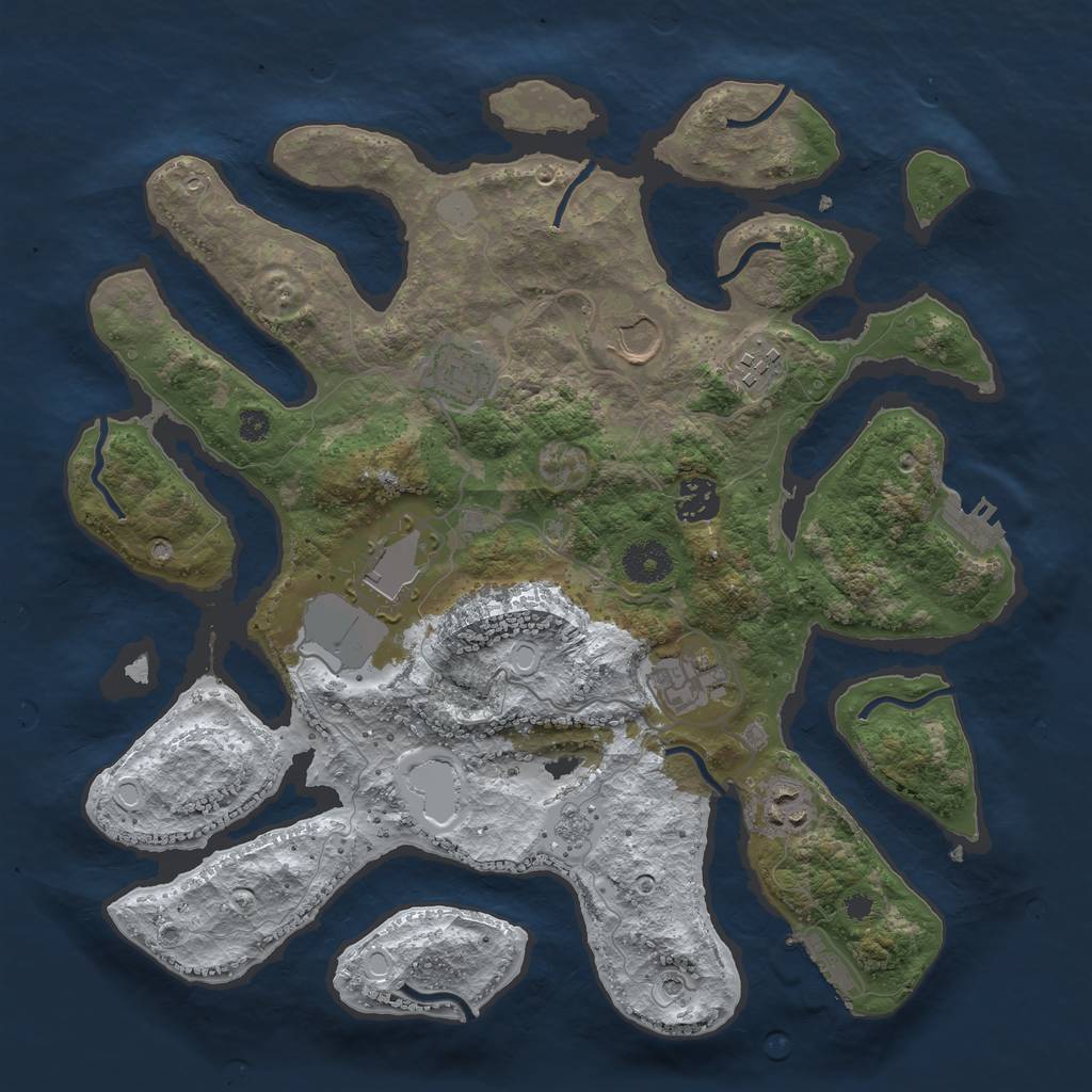 Rust Map: Procedural Map, Size: 3550, Seed: 22738, 16 Monuments