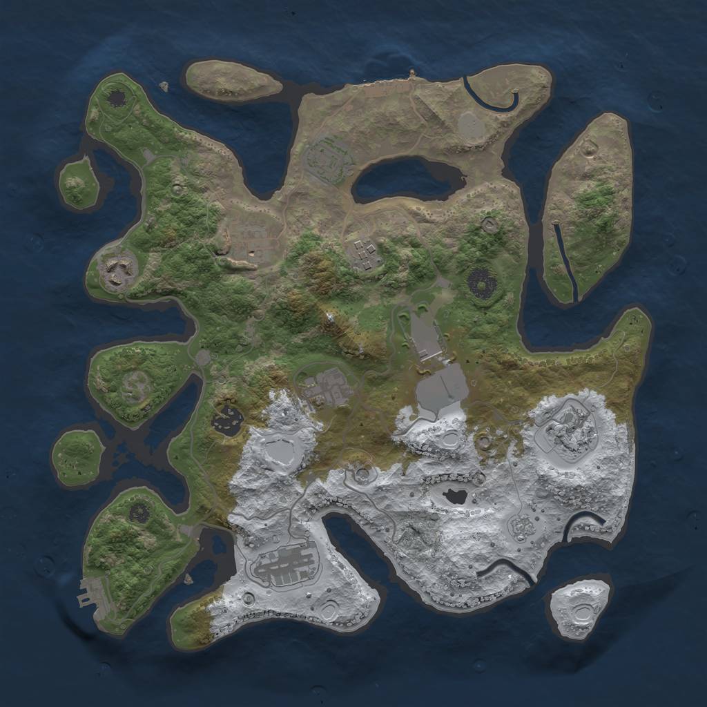 Rust Map: Procedural Map, Size: 3500, Seed: 898458718, 18 Monuments