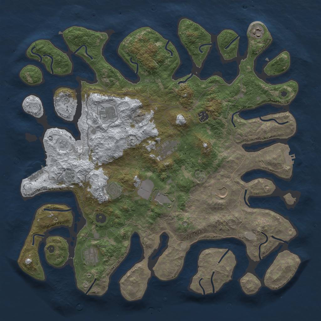 Rust Map: Procedural Map, Size: 4500, Seed: 444719485, 18 Monuments