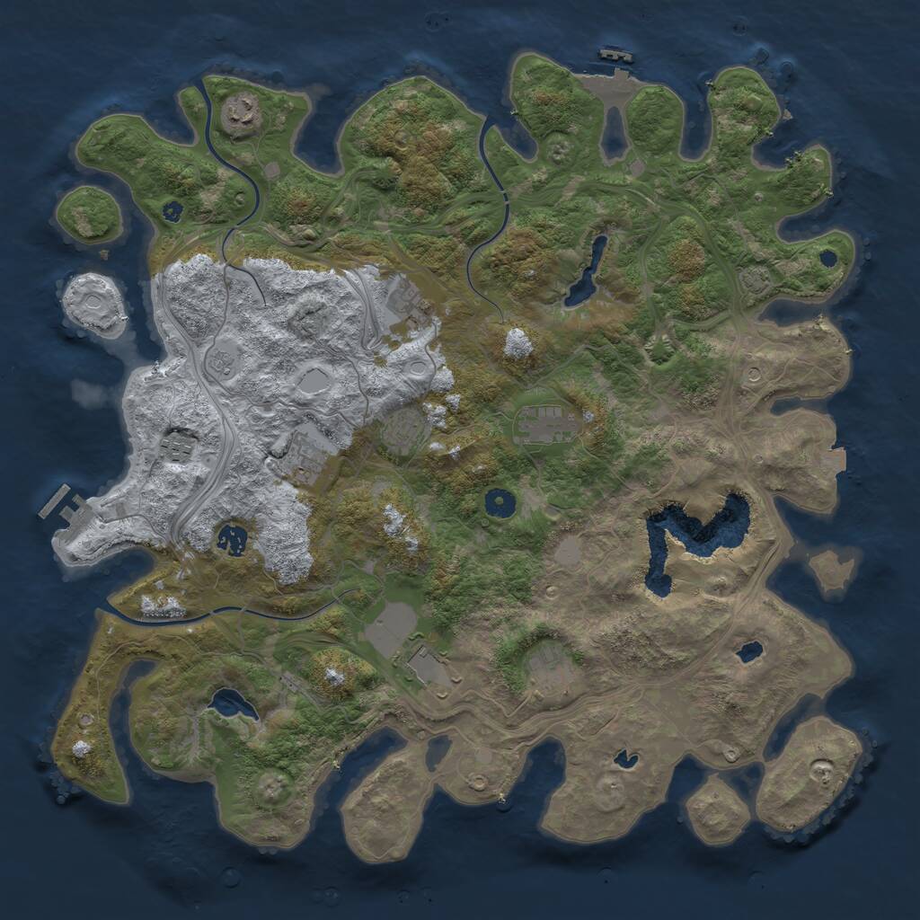 Rust Map: Procedural Map, Size: 4500, Seed: 444719485, 15 Monuments