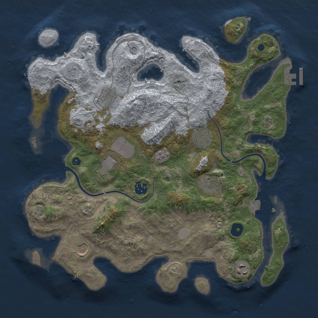 Rust Map: Procedural Map, Size: 3700, Seed: 1234, 13 Monuments