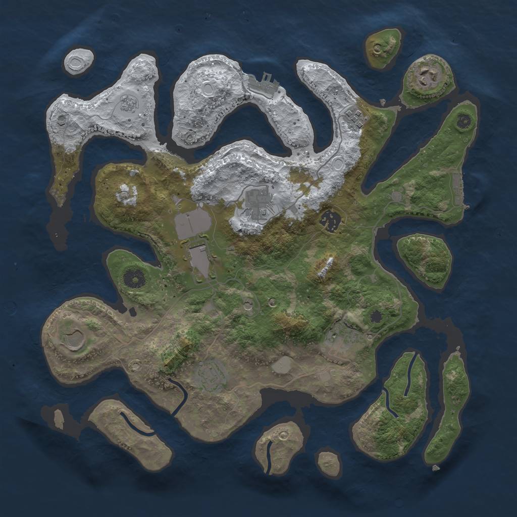 Rust Map: Procedural Map, Size: 3700, Seed: 1234, 17 Monuments