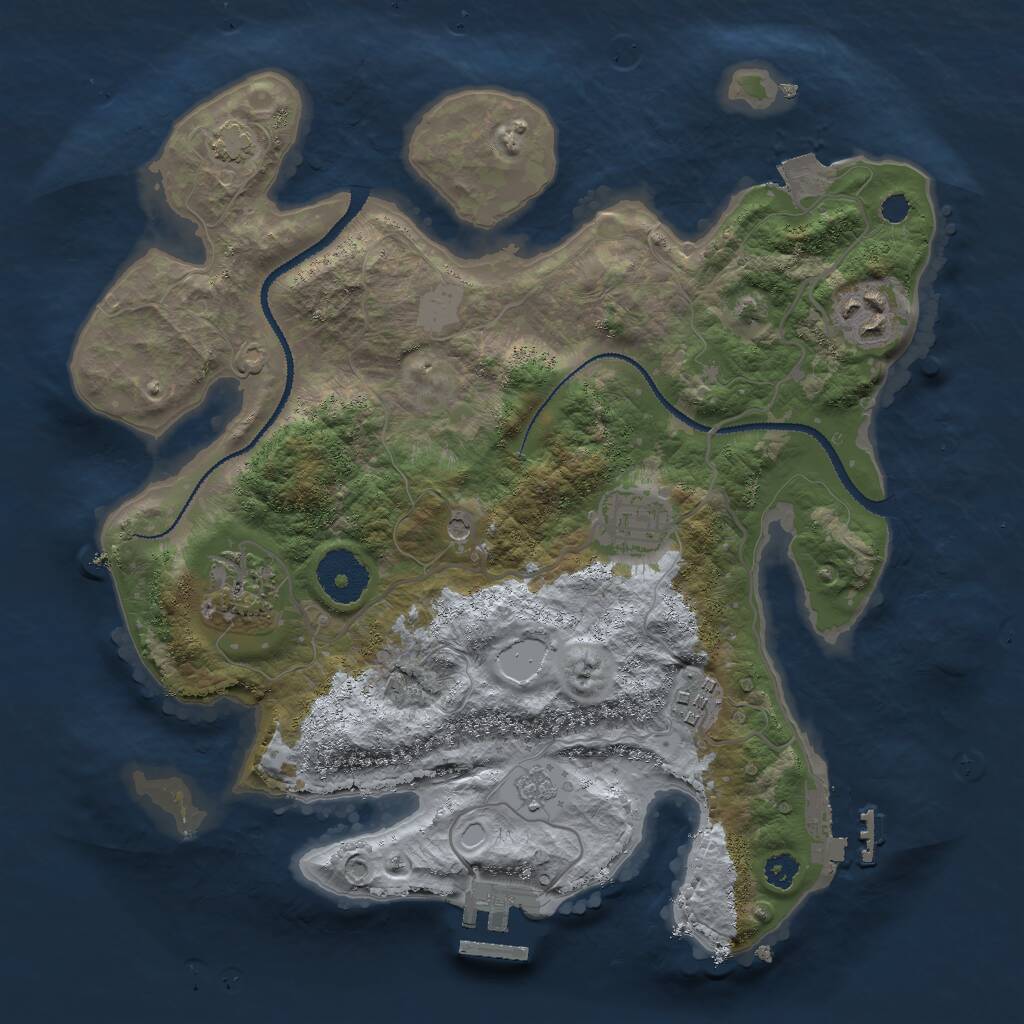 Rust Map: Procedural Map, Size: 3000, Seed: 1309506452, 10 Monuments