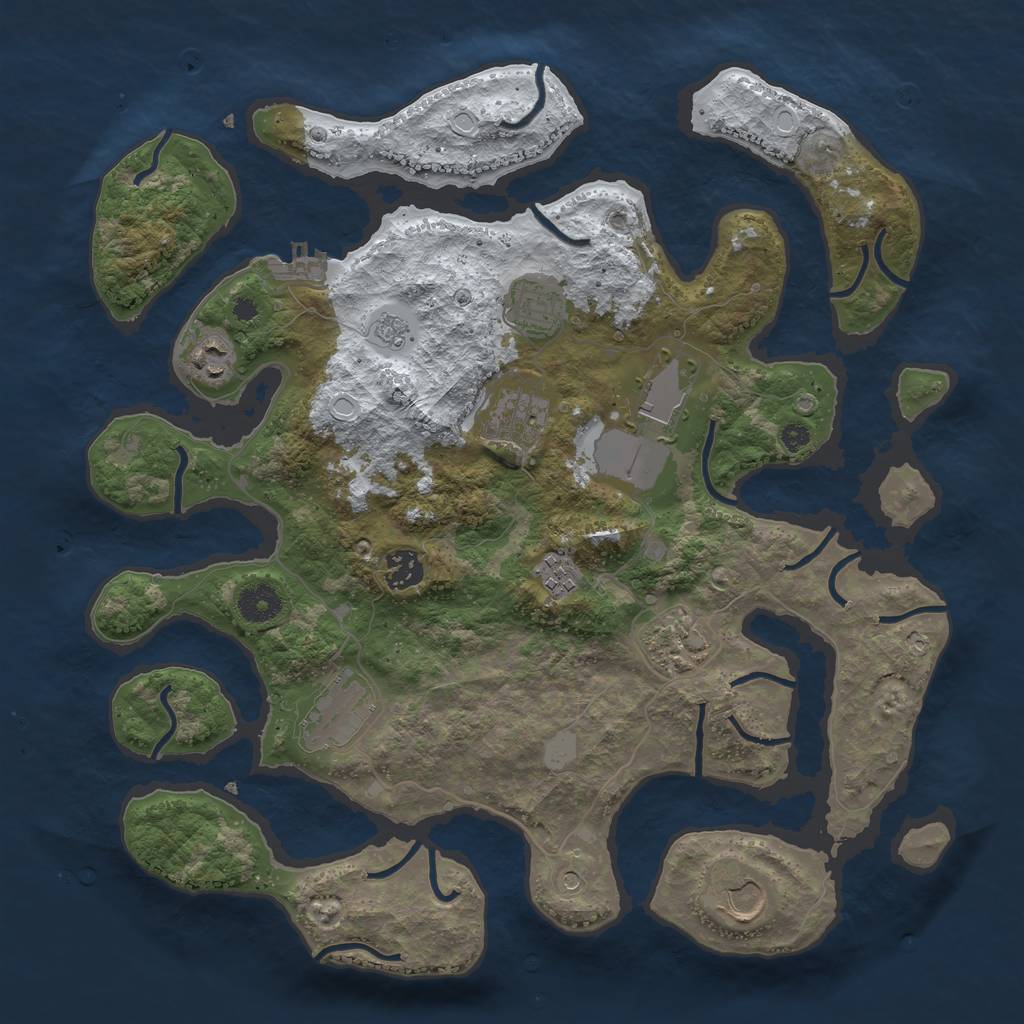 Rust Map: Procedural Map, Size: 3801, Seed: 3864, 17 Monuments