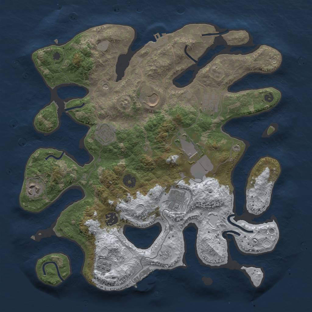 Rust Map: Procedural Map, Size: 3500, Seed: 774217317, 17 Monuments