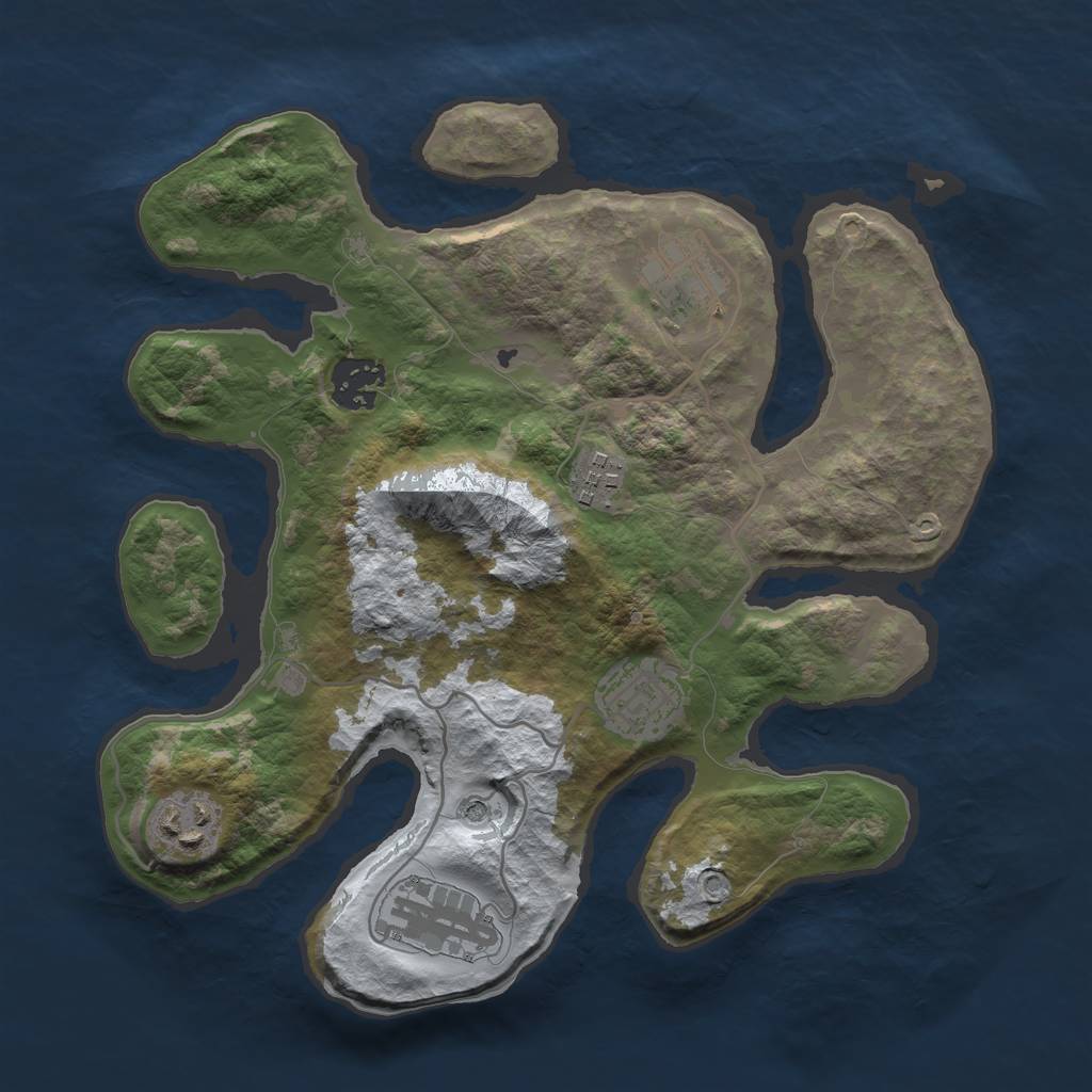 Rust Map: Barren, Size: 3000, Seed: 1379462375, 9 Monuments