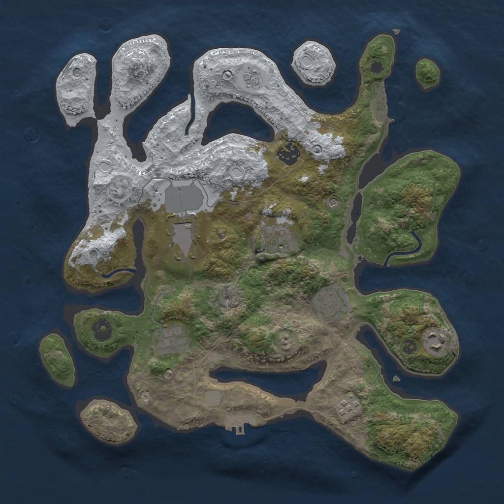 Rust Map: Procedural Map, Size: 3500, Seed: 115408504, 16 Monuments