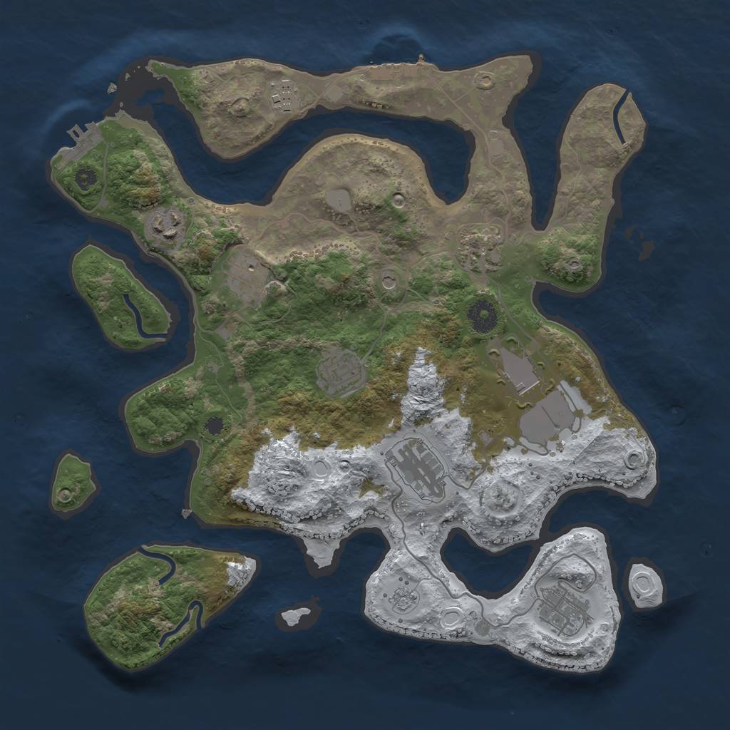 Rust Map: Procedural Map, Size: 3500, Seed: 384647382, 17 Monuments