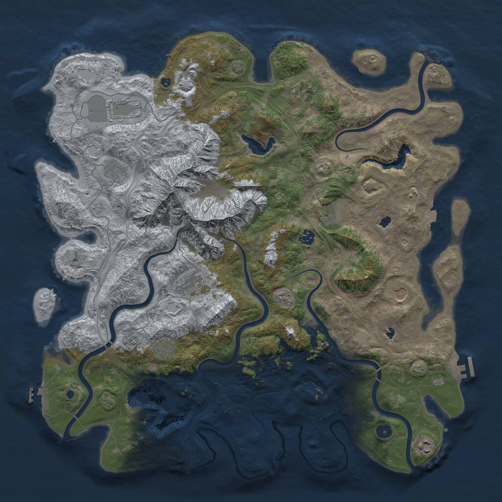 Rust Map: Procedural Map, Size: 5000, Seed: 950158676, 16 Monuments