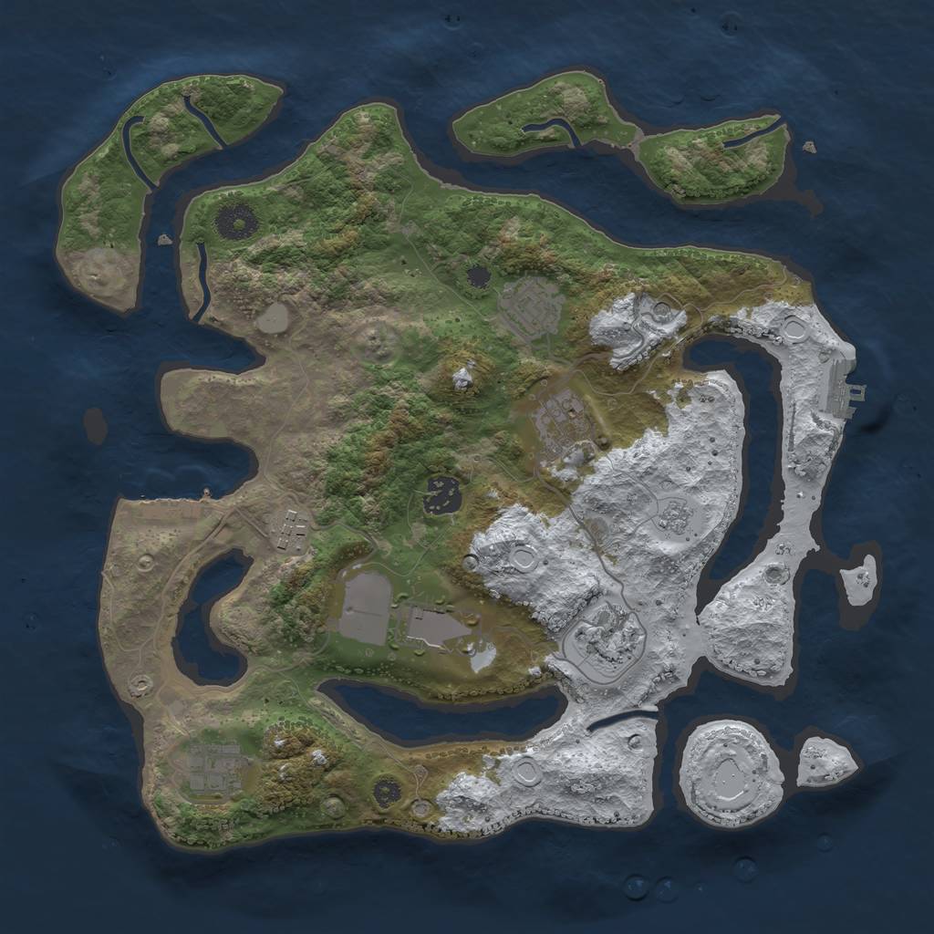 Rust Map: Procedural Map, Size: 3500, Seed: 238507755, 16 Monuments