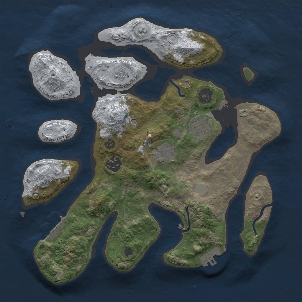 Rust Map: Procedural Map, Size: 3000, Seed: 227928, 12 Monuments