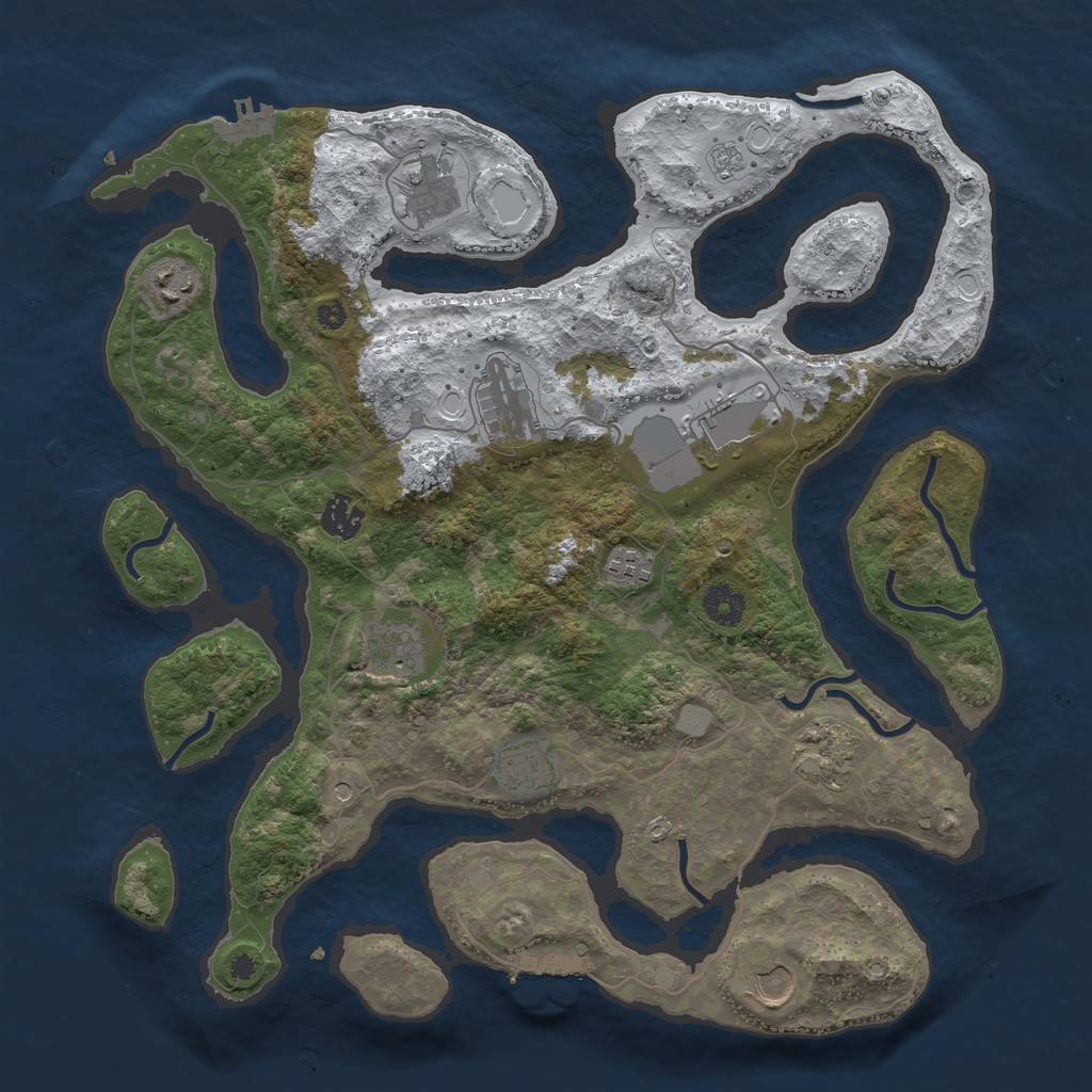 Rust Map: Procedural Map, Size: 3850, Seed: 1911473973, 19 Monuments