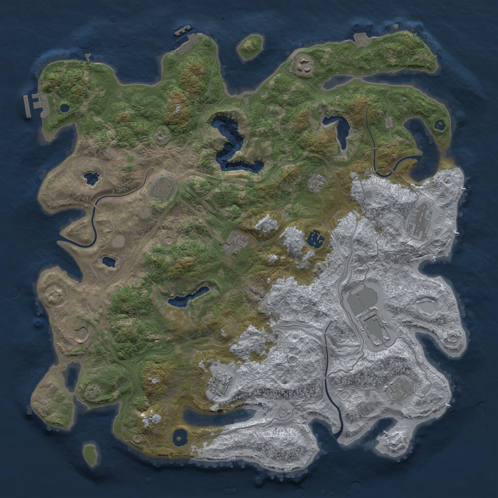 Rust Map: Procedural Map, Size: 4500, Seed: 648117, 16 Monuments