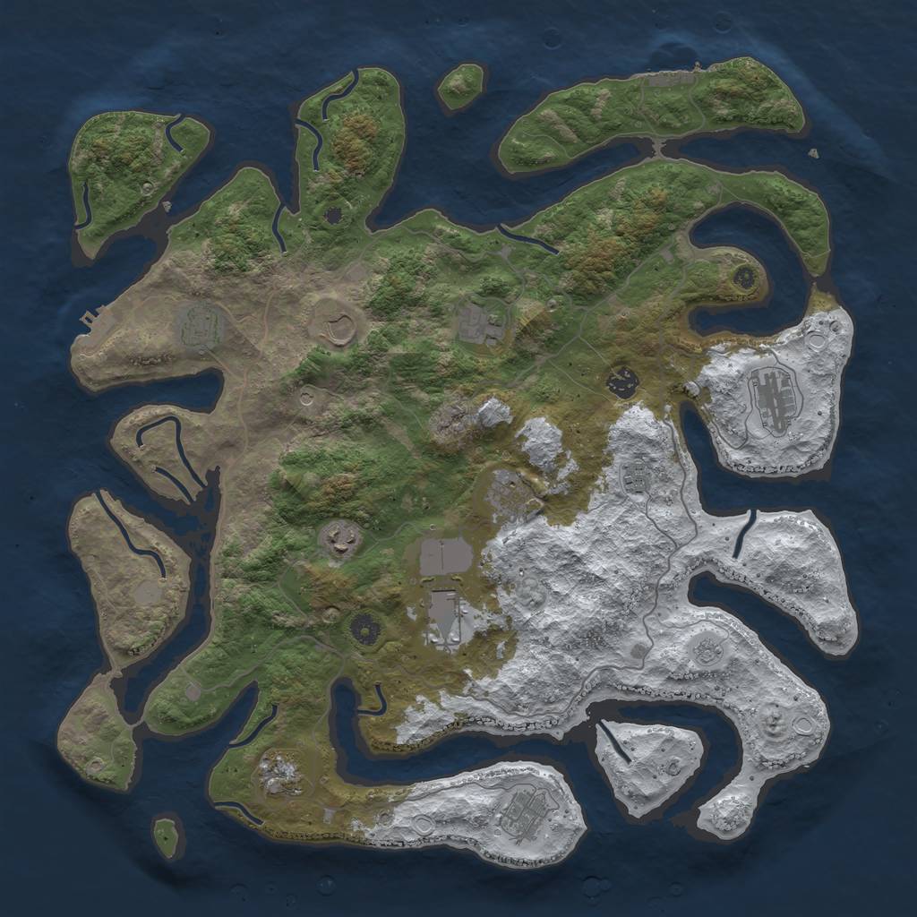 Rust Map: Procedural Map, Size: 4500, Seed: 648117, 20 Monuments