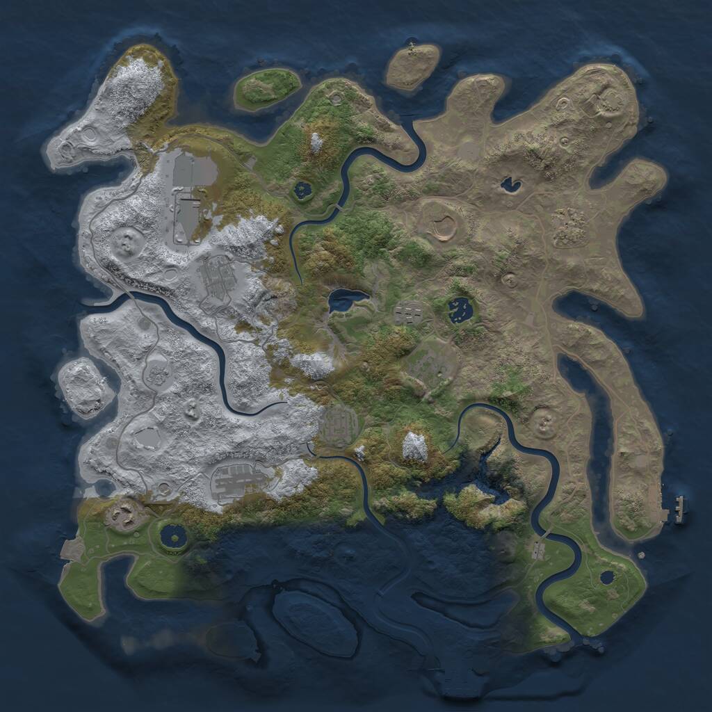 Rust Map: Procedural Map, Size: 4200, Seed: 6303829, 16 Monuments