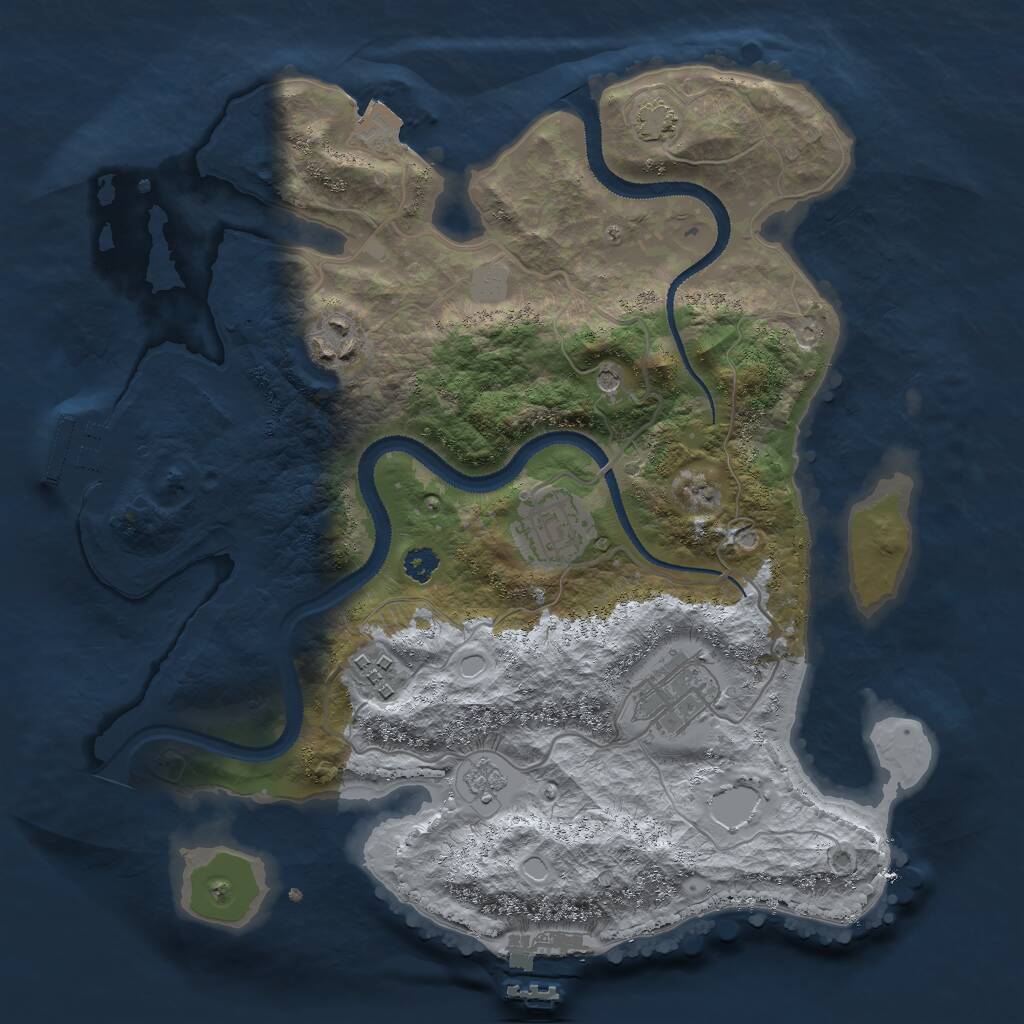 Rust Map: Procedural Map, Size: 3000, Seed: 951007, 10 Monuments