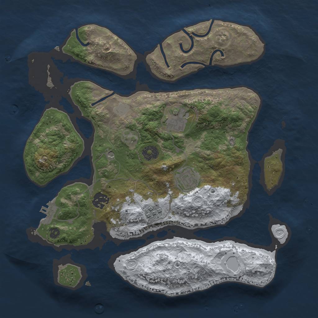 Rust Map: Procedural Map, Size: 3000, Seed: 951007, 11 Monuments