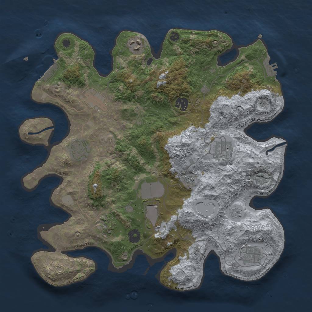 Rust Map: Procedural Map, Size: 3500, Seed: 3016973, 16 Monuments