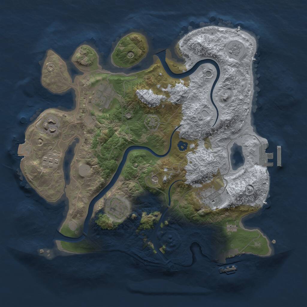 Rust Map: Procedural Map, Size: 3000, Seed: 877002, 11 Monuments
