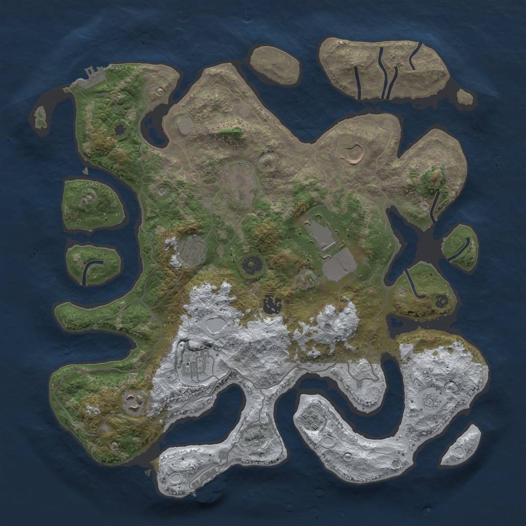 Rust Map: Procedural Map, Size: 4000, Seed: 715195341, 17 Monuments