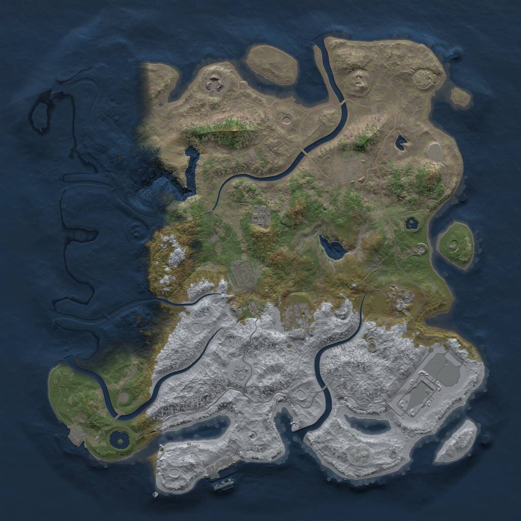 Rust Map: Procedural Map, Size: 4000, Seed: 715195341, 13 Monuments