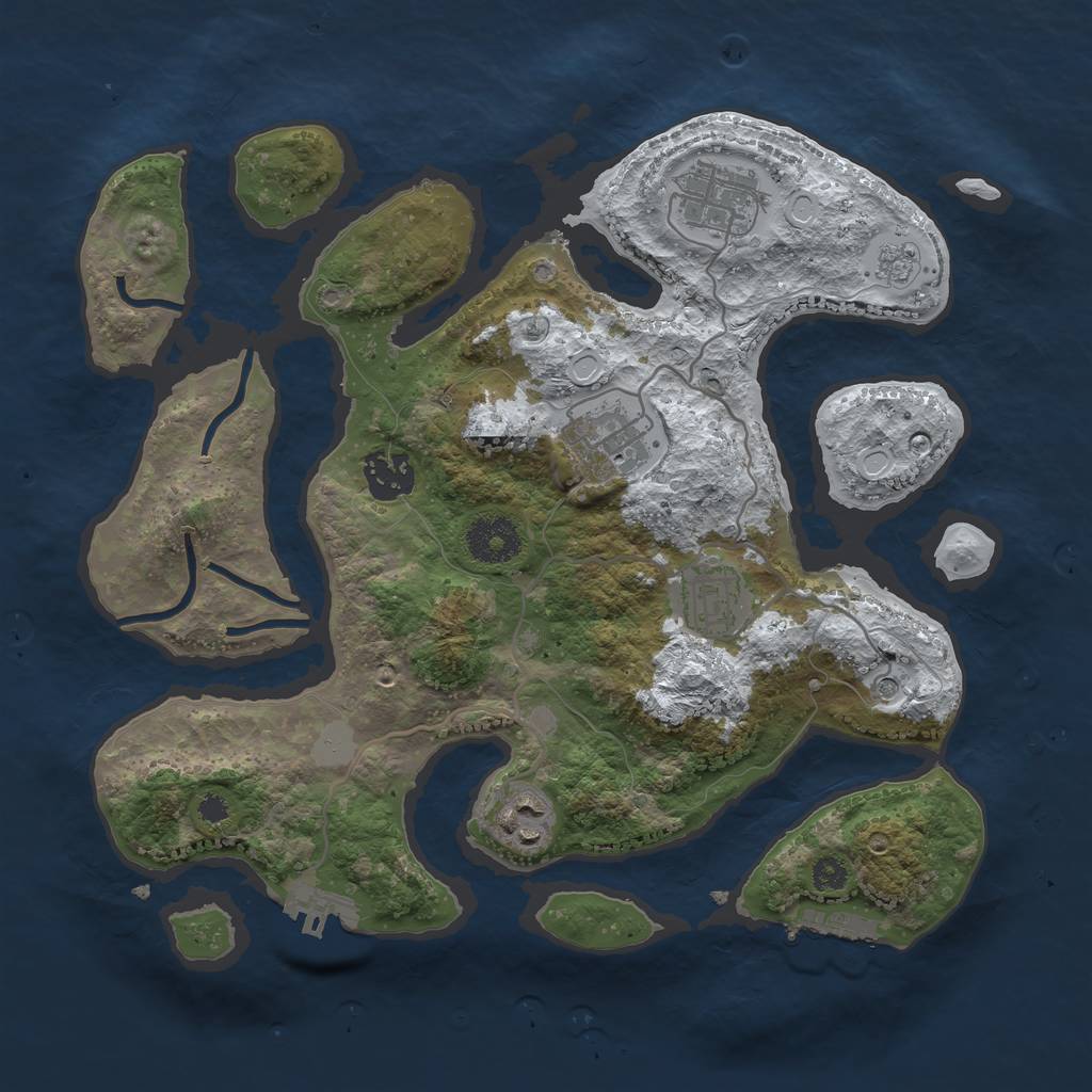 Rust Map: Procedural Map, Size: 3200, Seed: 1234567890, 14 Monuments