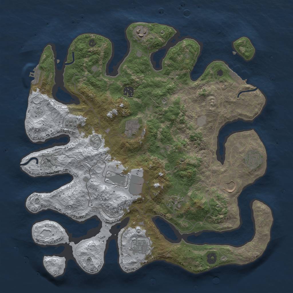 Rust Map: Procedural Map, Size: 4000, Seed: 4255191, 18 Monuments