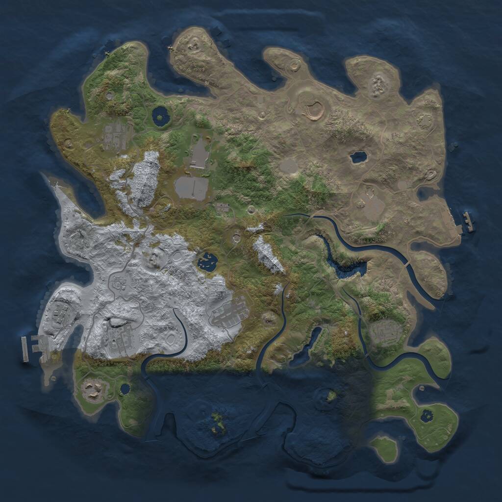 Rust Map: Procedural Map, Size: 4000, Seed: 46920, 16 Monuments