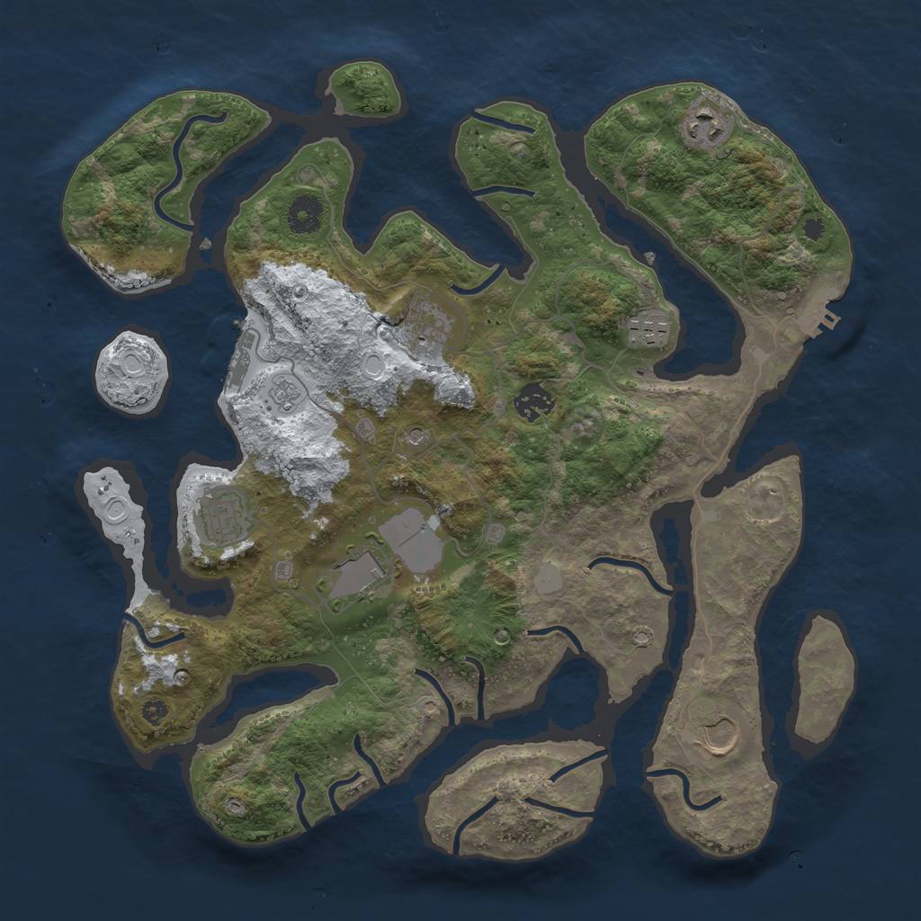 Rust Map: Procedural Map, Size: 3689, Seed: 2707, 16 Monuments