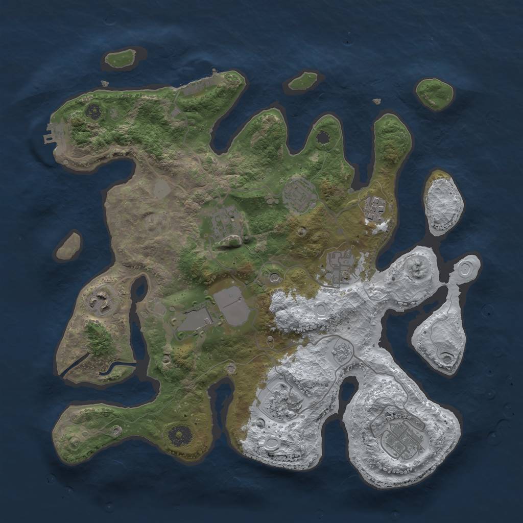 Rust Map: Procedural Map, Size: 3500, Seed: 994031704, 17 Monuments