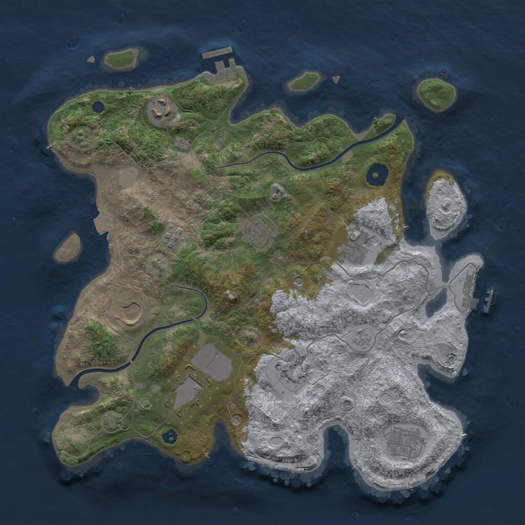 Rust Map: Procedural Map, Size: 3500, Seed: 994031704, 14 Monuments