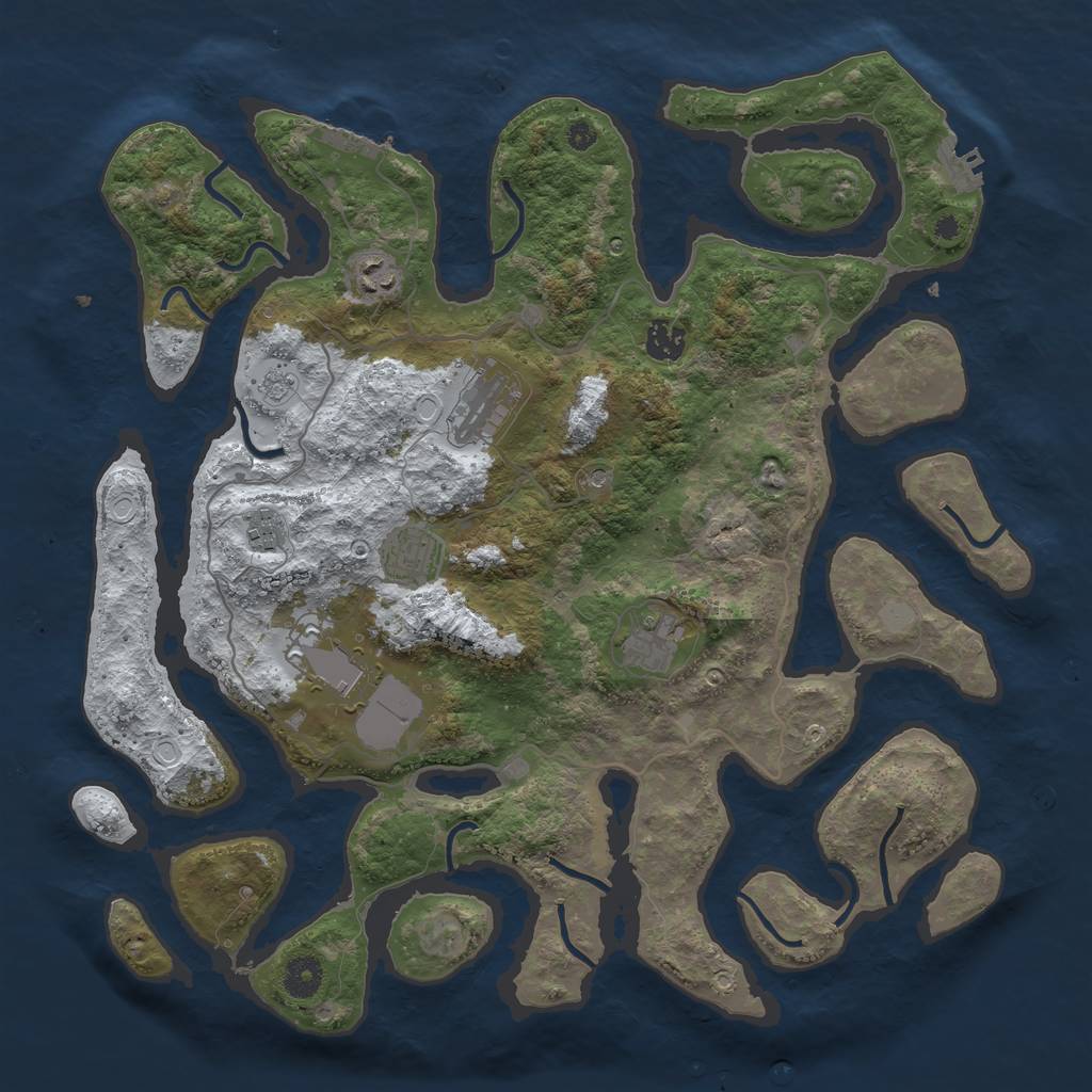 Rust Map: Procedural Map, Size: 4000, Seed: 4563, 16 Monuments