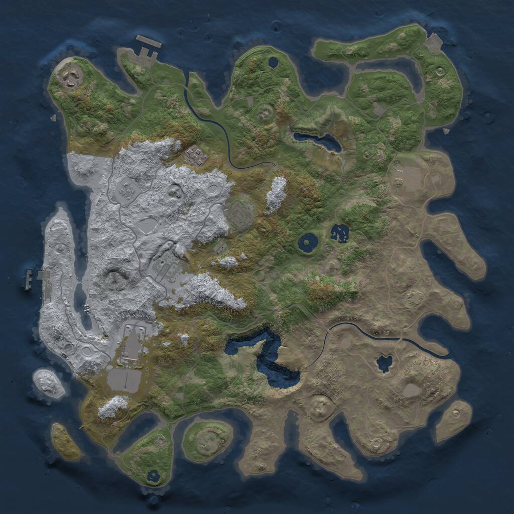 Rust Map: Procedural Map, Size: 4000, Seed: 4563, 12 Monuments