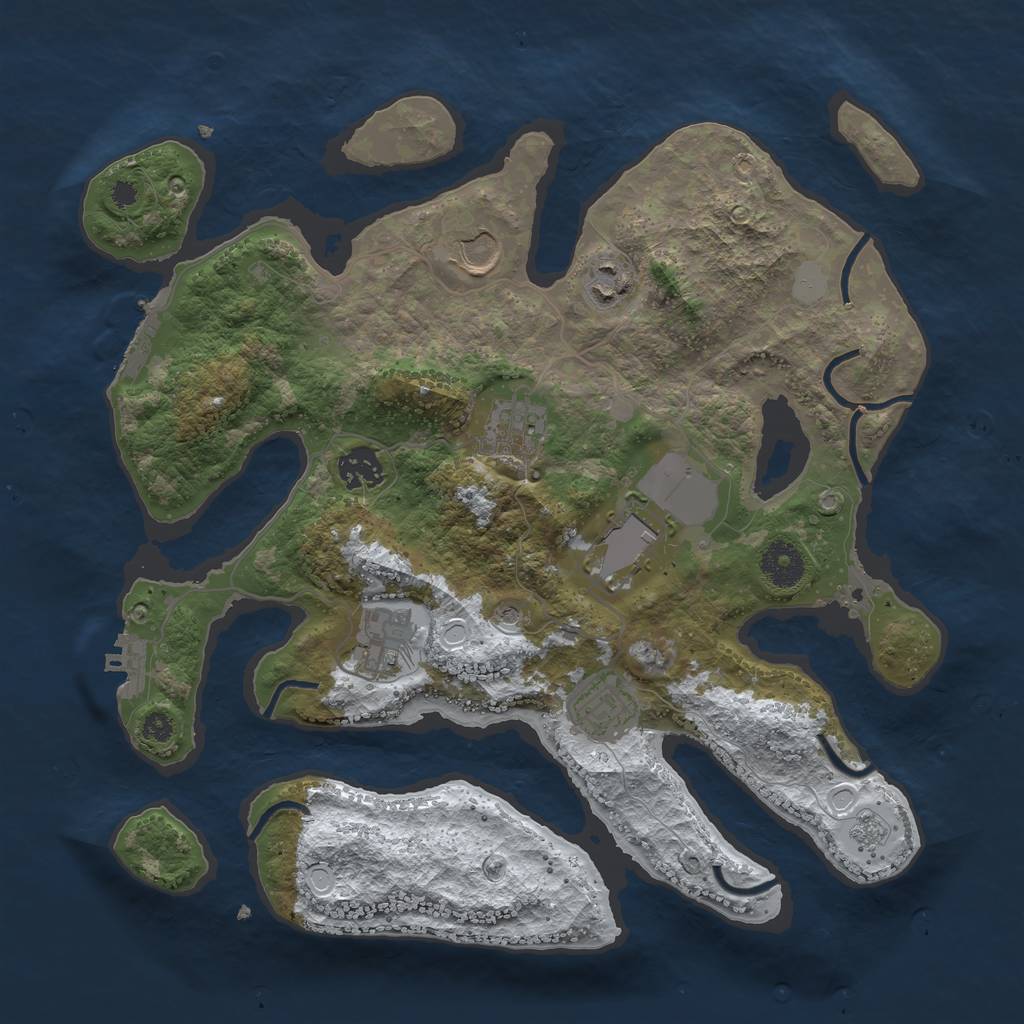 Rust Map: Procedural Map, Size: 3500, Seed: 607640424, 16 Monuments