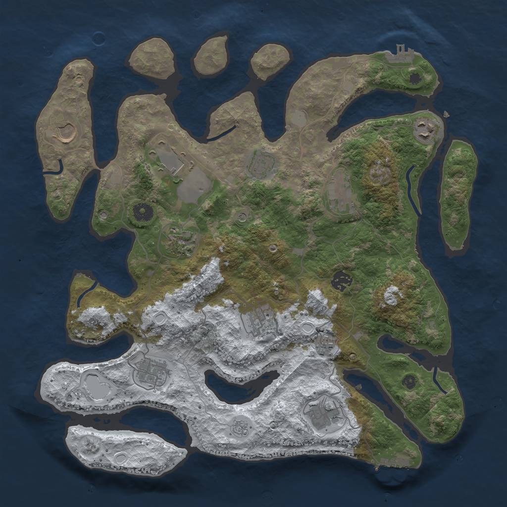 Rust Map: Procedural Map, Size: 3850, Seed: 1717822018, 20 Monuments