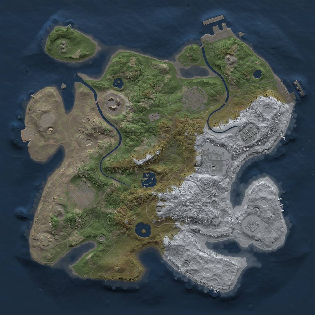 Rust Map: Procedural Map, Size: 3000, Seed: 444608565, 12 Monuments