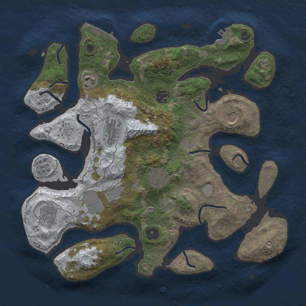 Rust Map: Procedural Map, Size: 3500, Seed: 3336436, 17 Monuments