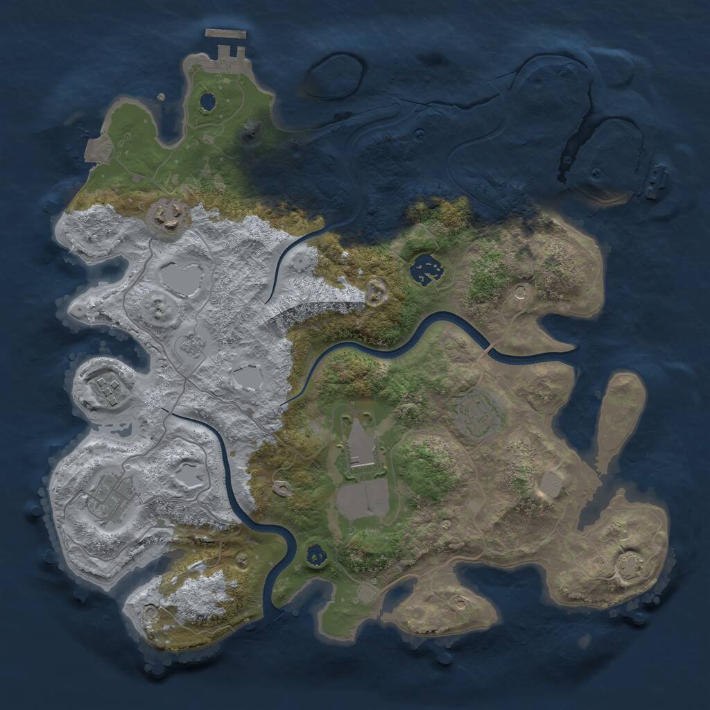 Rust Map: Procedural Map, Size: 3500, Seed: 3336436, 12 Monuments