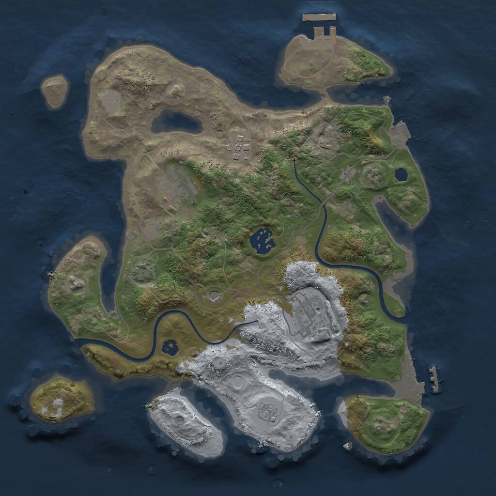 Rust Map: Procedural Map, Size: 3000, Seed: 712198, 10 Monuments