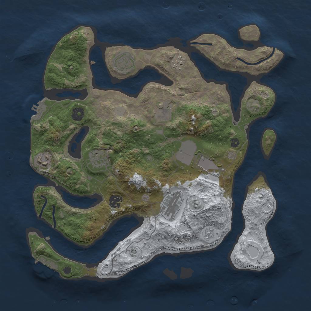 Rust Map: Procedural Map, Size: 3500, Seed: 249536454, 17 Monuments