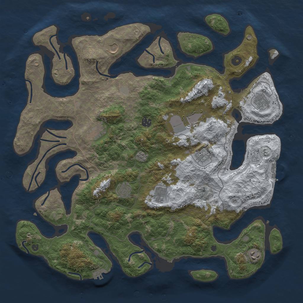 Rust Map: Procedural Map, Size: 4500, Seed: 50500, 19 Monuments