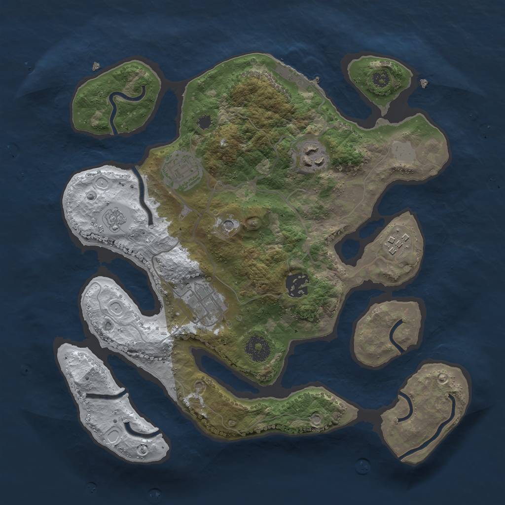 Rust Map: Procedural Map, Size: 3000, Seed: 927301, 13 Monuments