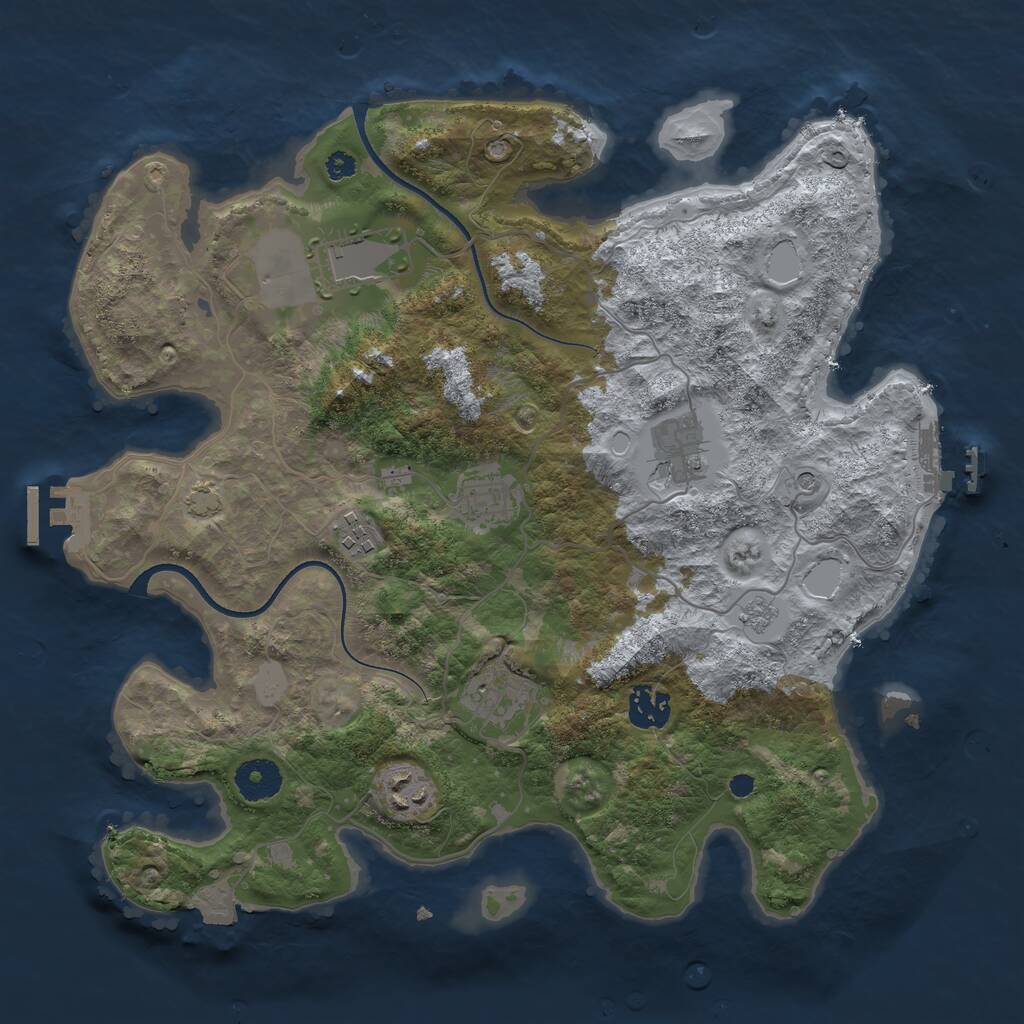 Rust Map: Procedural Map, Size: 3500, Seed: 1889425385, 13 Monuments