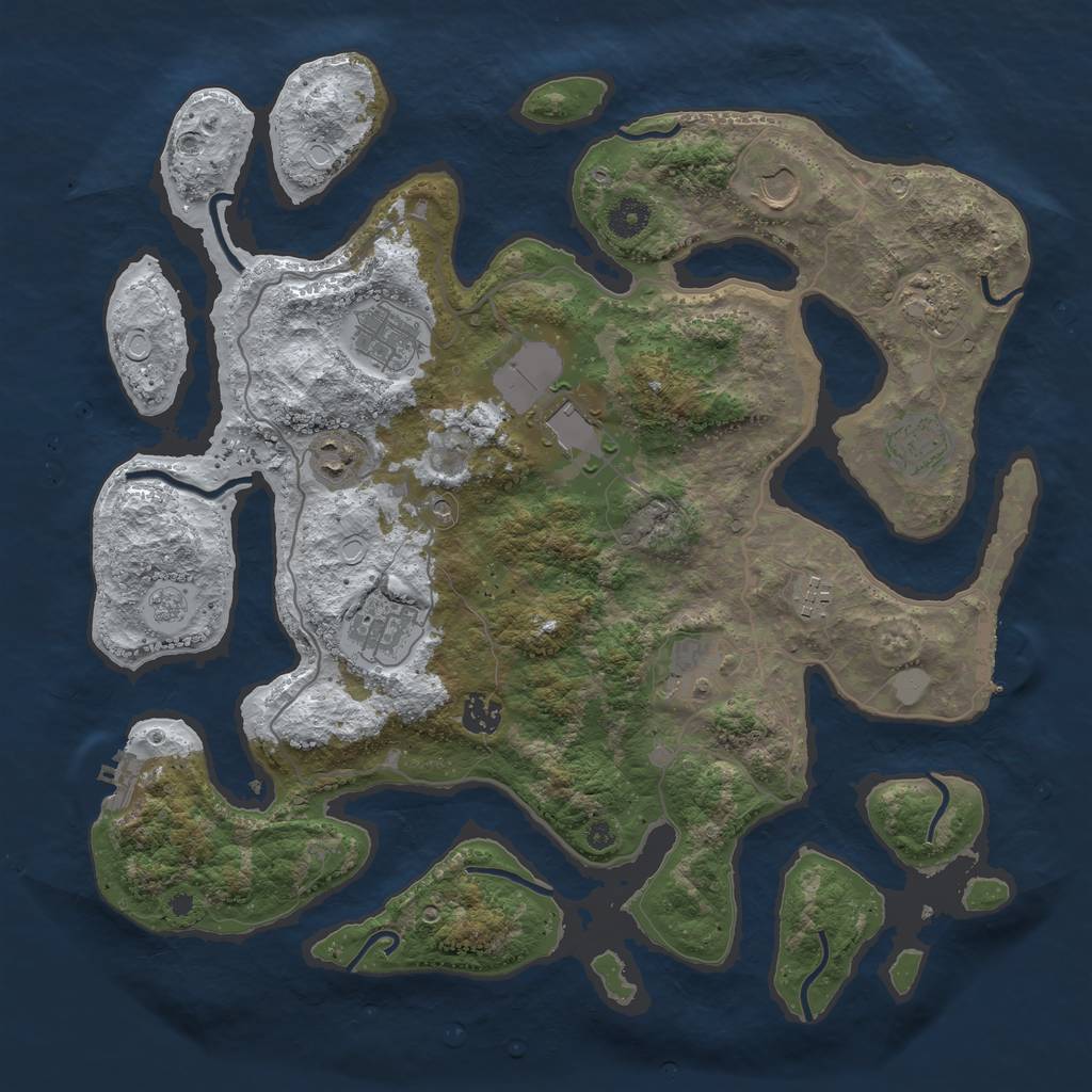 Rust Map: Procedural Map, Size: 4000, Seed: 706945, 19 Monuments