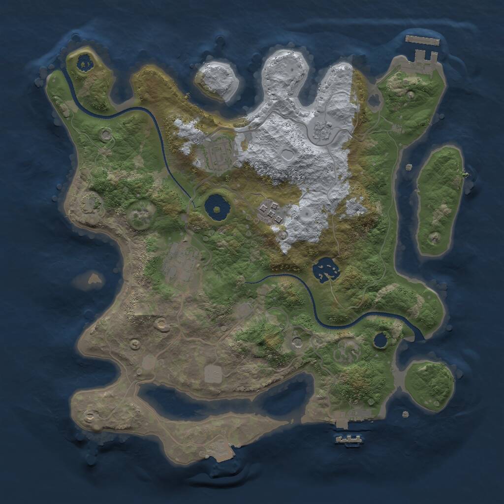 Rust Map: Procedural Map, Size: 3000, Seed: 312717, 10 Monuments