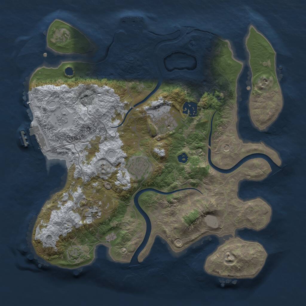 Rust Map: Procedural Map, Size: 3000, Seed: 595044, 10 Monuments