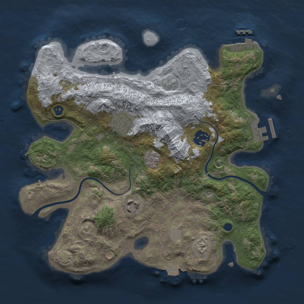 Rust Map: Procedural Map, Size: 3000, Seed: 501311, 10 Monuments