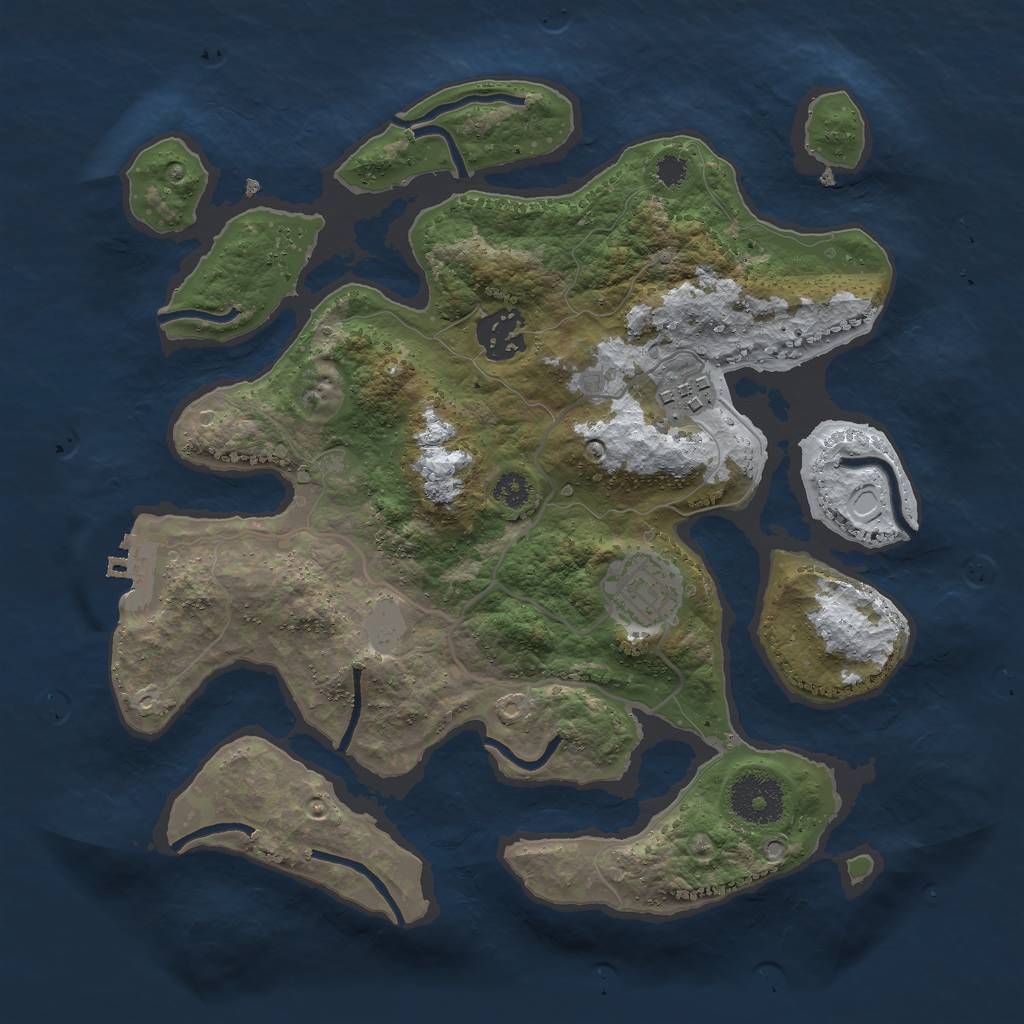 Rust Map: Procedural Map, Size: 3000, Seed: 878126, 9 Monuments