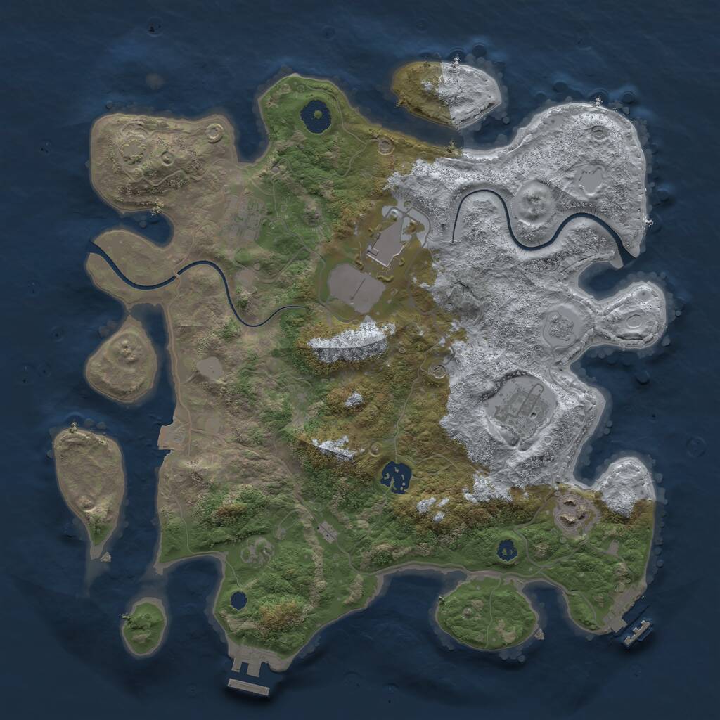 Rust Map: Procedural Map, Size: 3500, Seed: 513459661, 11 Monuments