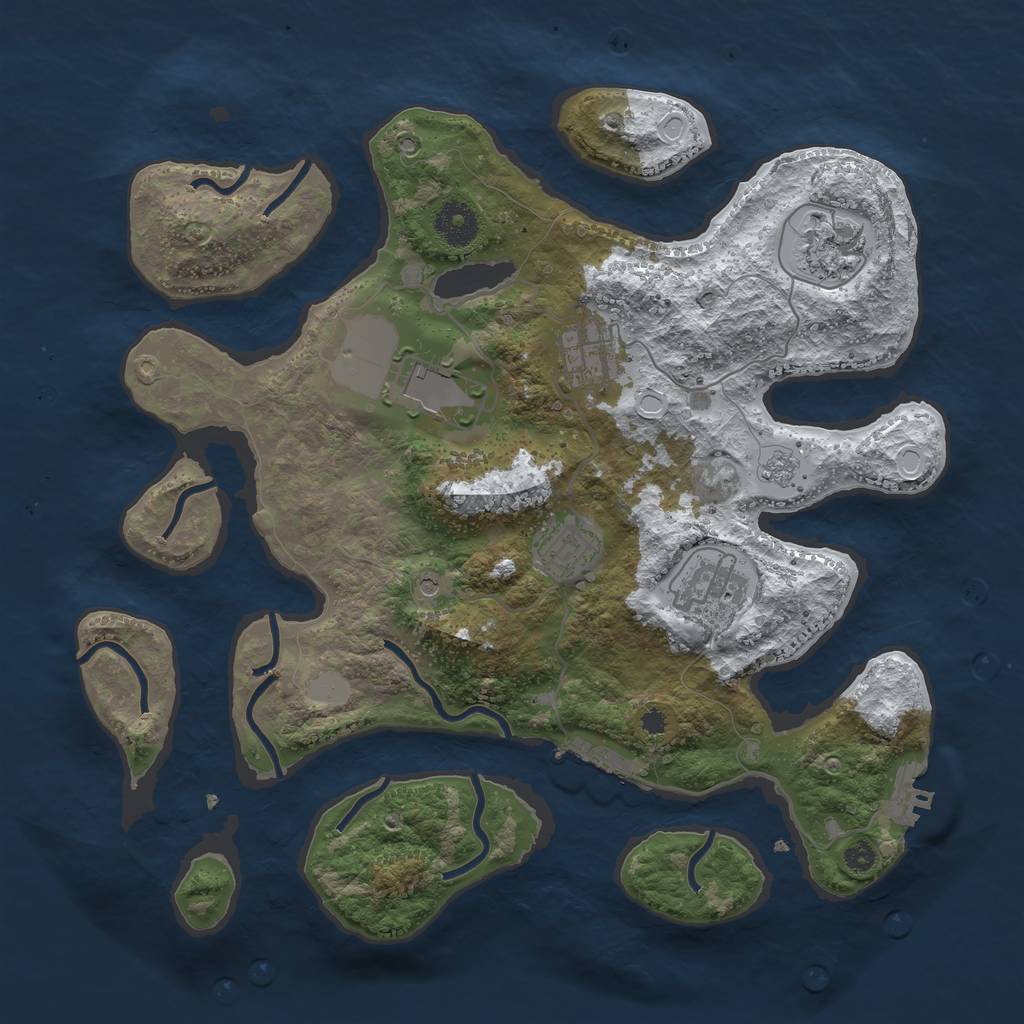 Rust Map: Procedural Map, Size: 3500, Seed: 513459661, 14 Monuments